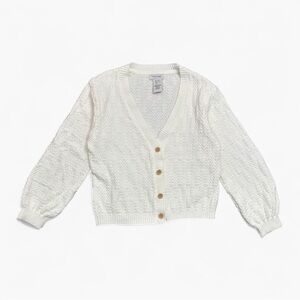 Haute Hippie Girls Knit Cardigan Size 10/12 – Cream Textured Button Sweater